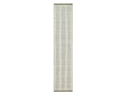 Ivory 2'6" x 11'10" Modern and Contemporary Hand woven Wool Rug - Sku: O091725