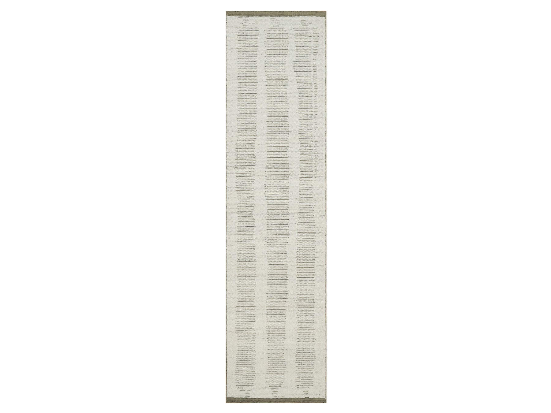 Ivory 2'6" x 9'11" Modern and Contemporary Hand woven Wool Rug - Sku: O091726