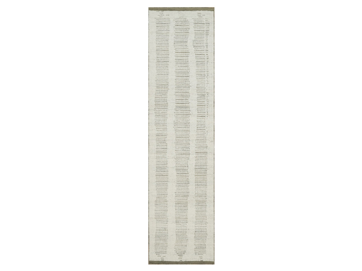 Modern / Contemporary hand-knotted wool runner in Ivory, 2'6" x 9'11" — SKU O091726
