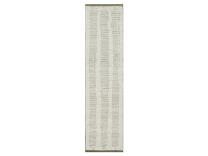 Modern / Contemporary hand-knotted wool runner in Ivory, 2'6" x 9'11" — SKU O091726