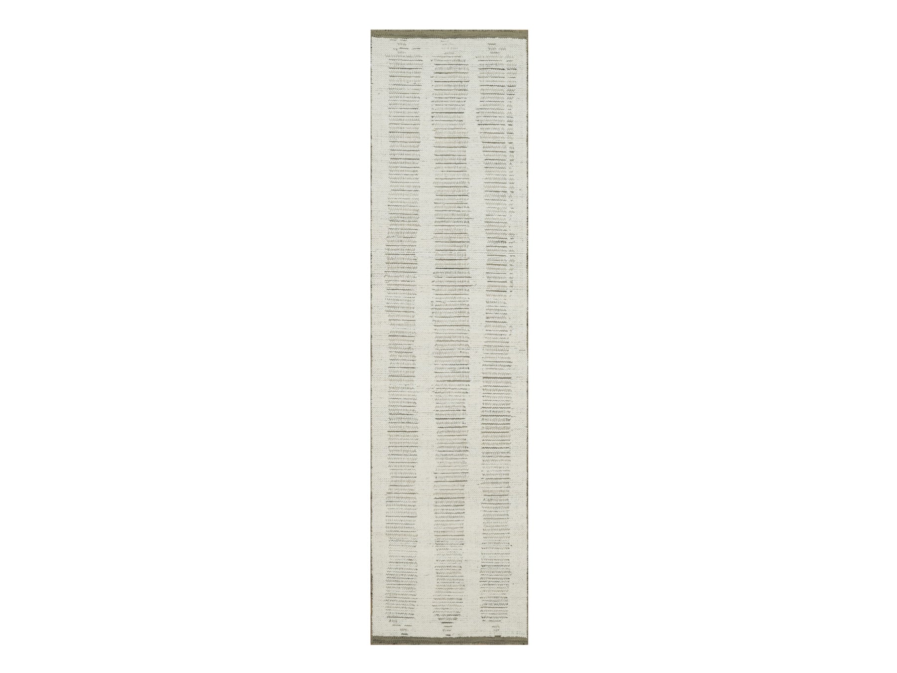 Ivory 2'6" x 9'11" Modern and Contemporary Hand woven Wool Rug - Sku: O091727