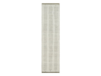 Ivory 2'6" x 9'11" Modern and Contemporary Hand woven Wool Rug - Sku: O091727