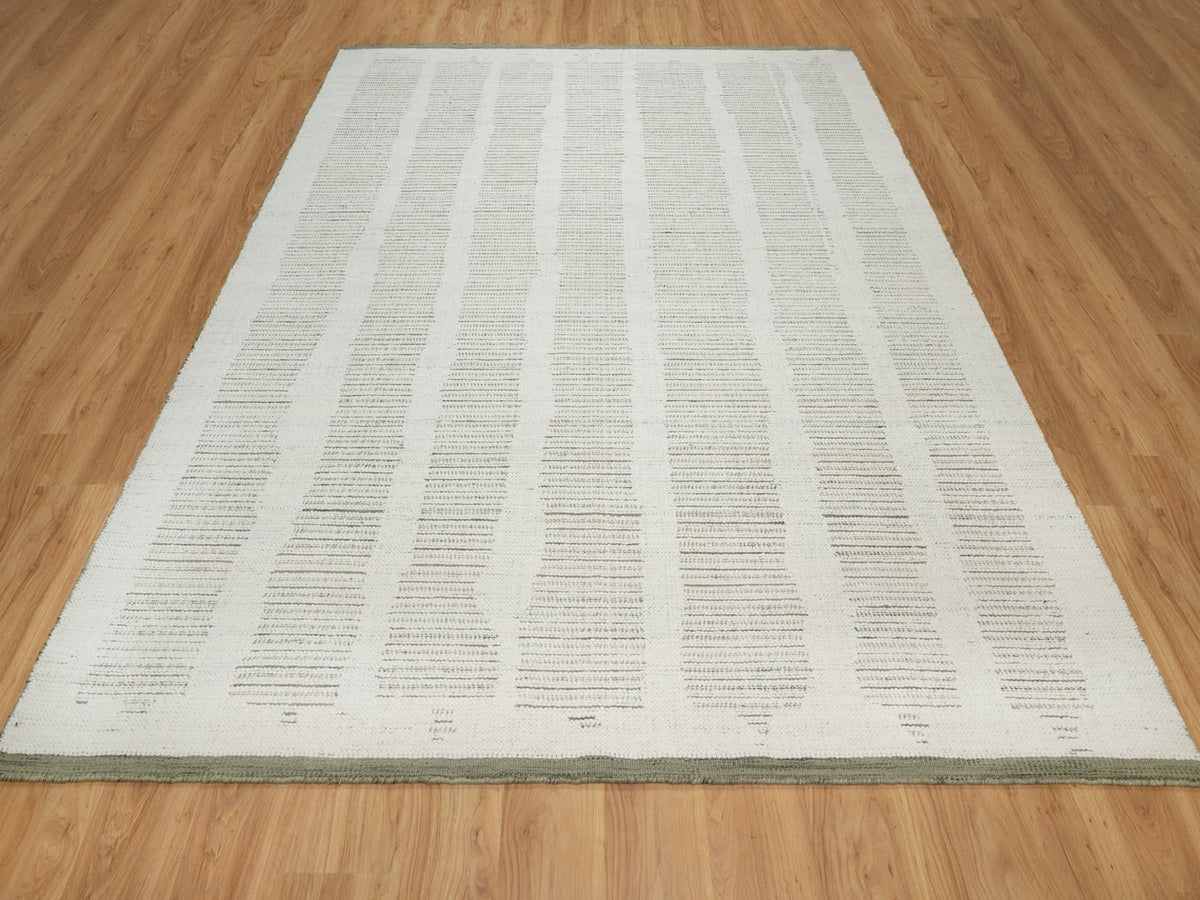Modern / Contemporary hand-knotted wool rug in Ivory, 8' x 9'11" — SKU O091729 (view 2)