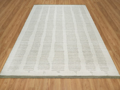 Modern / Contemporary hand-knotted wool rug in Ivory, 8' x 9'11" — SKU O091729 (view 2)