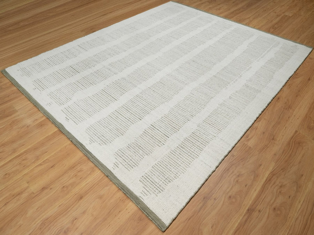 Modern / Contemporary hand-knotted wool rug in Ivory, 8' x 9'11" — SKU O091729 (view 3)