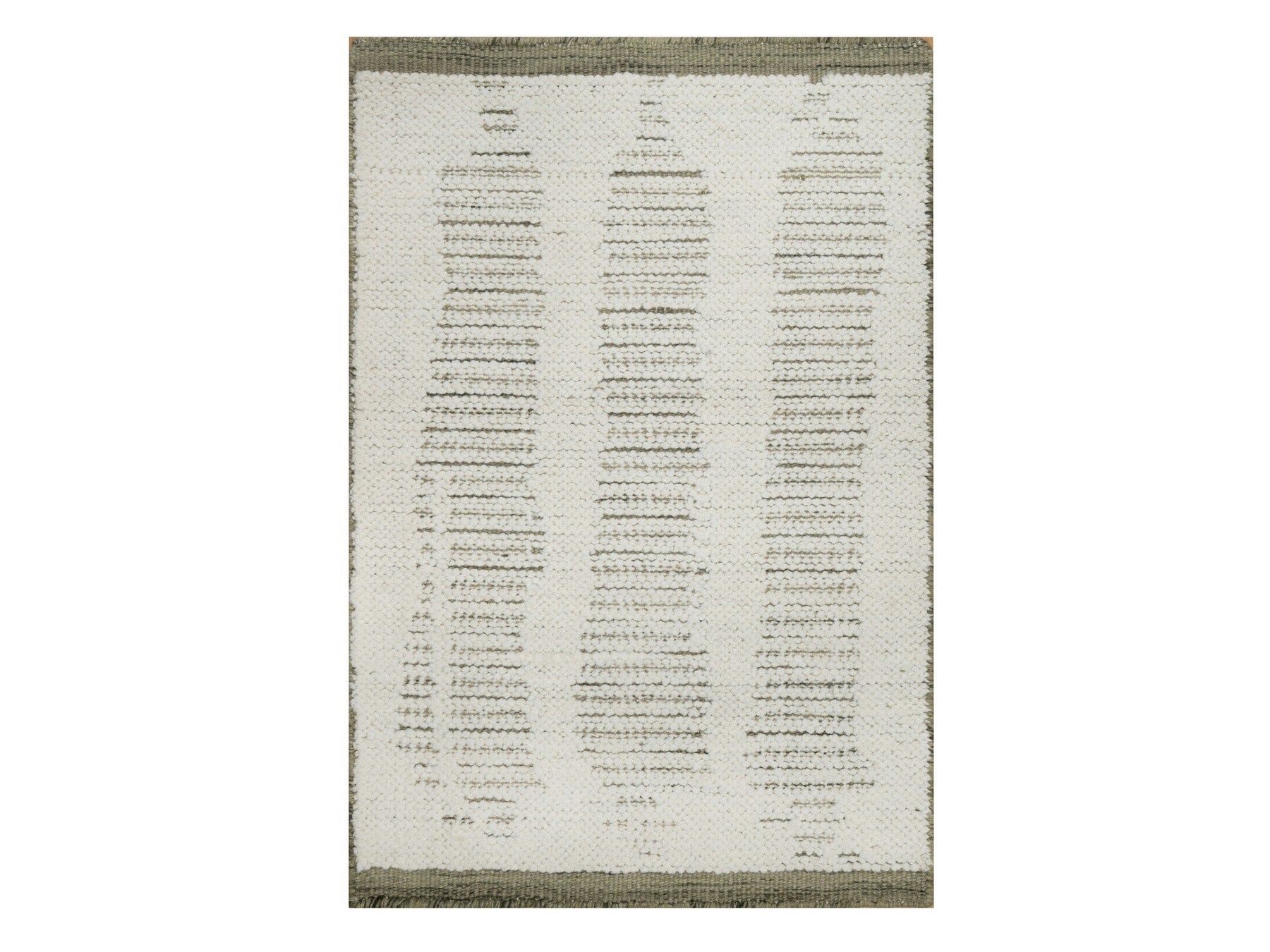 Modern / Contemporary hand-knotted wool rug in Ivory, 2' x 3' — SKU O091731