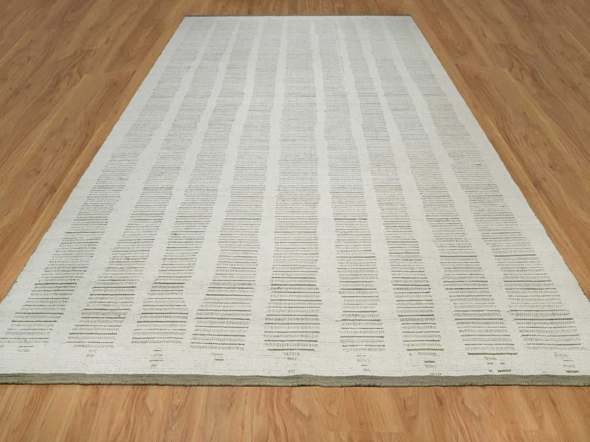 Modern / Contemporary hand-knotted wool rug in Ivory, 10' x 14'1" — SKU O091736 (view 2)