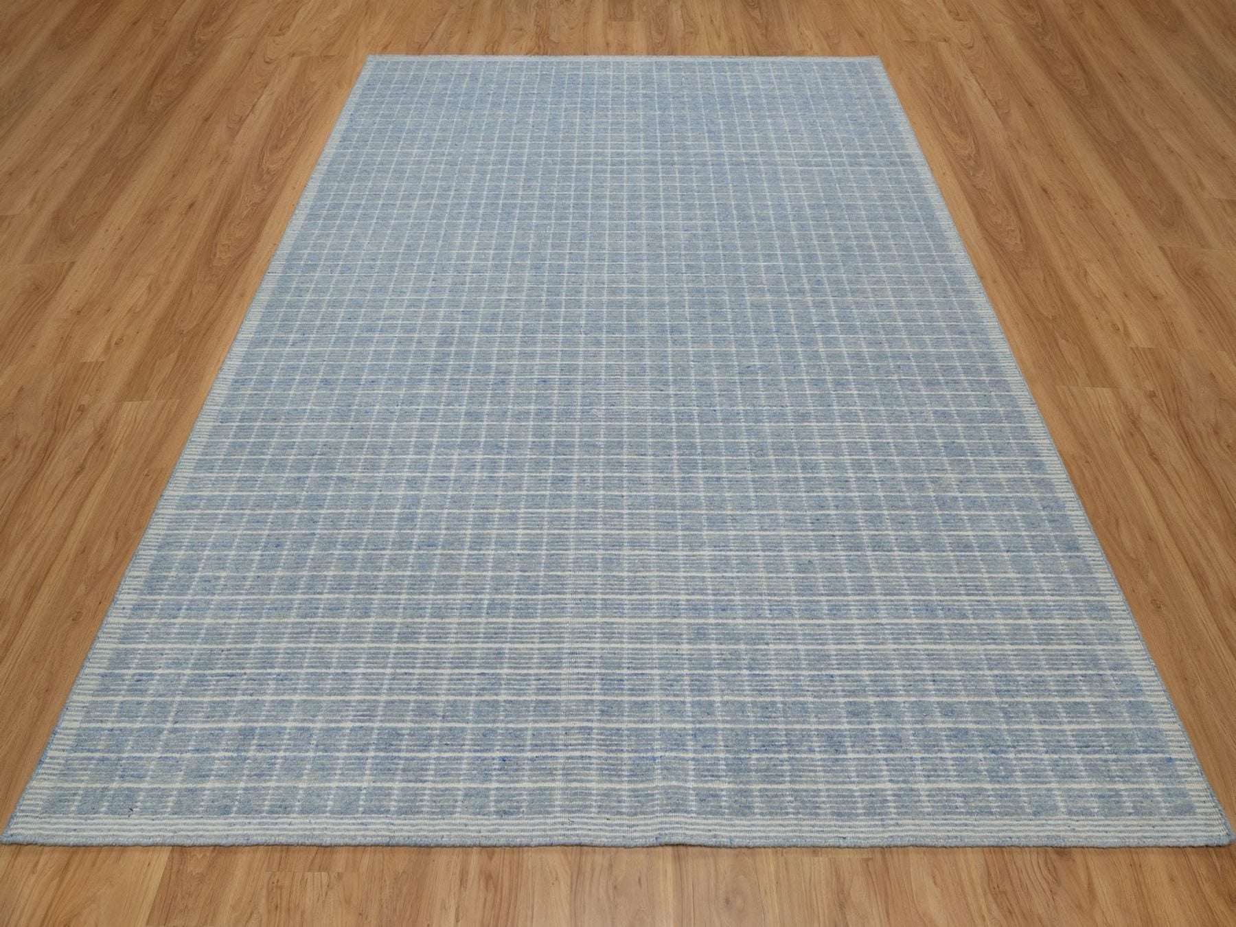 Blue 7'11" x 10'0" Modern and Contemporary Handloom Wool Rug - Sku: O091756