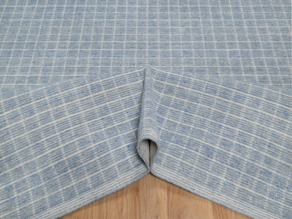 Blue 7'11" x 10'0" Modern and Contemporary Handloom Wool Rug - Sku: O091756