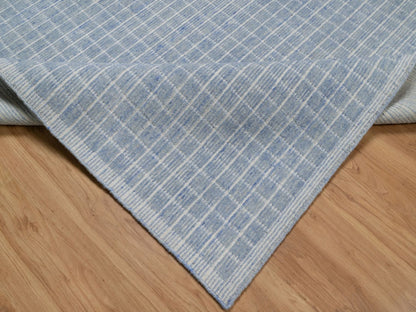 Blue 7'11" x 10'0" Modern and Contemporary Handloom Wool Rug - Sku: O091756