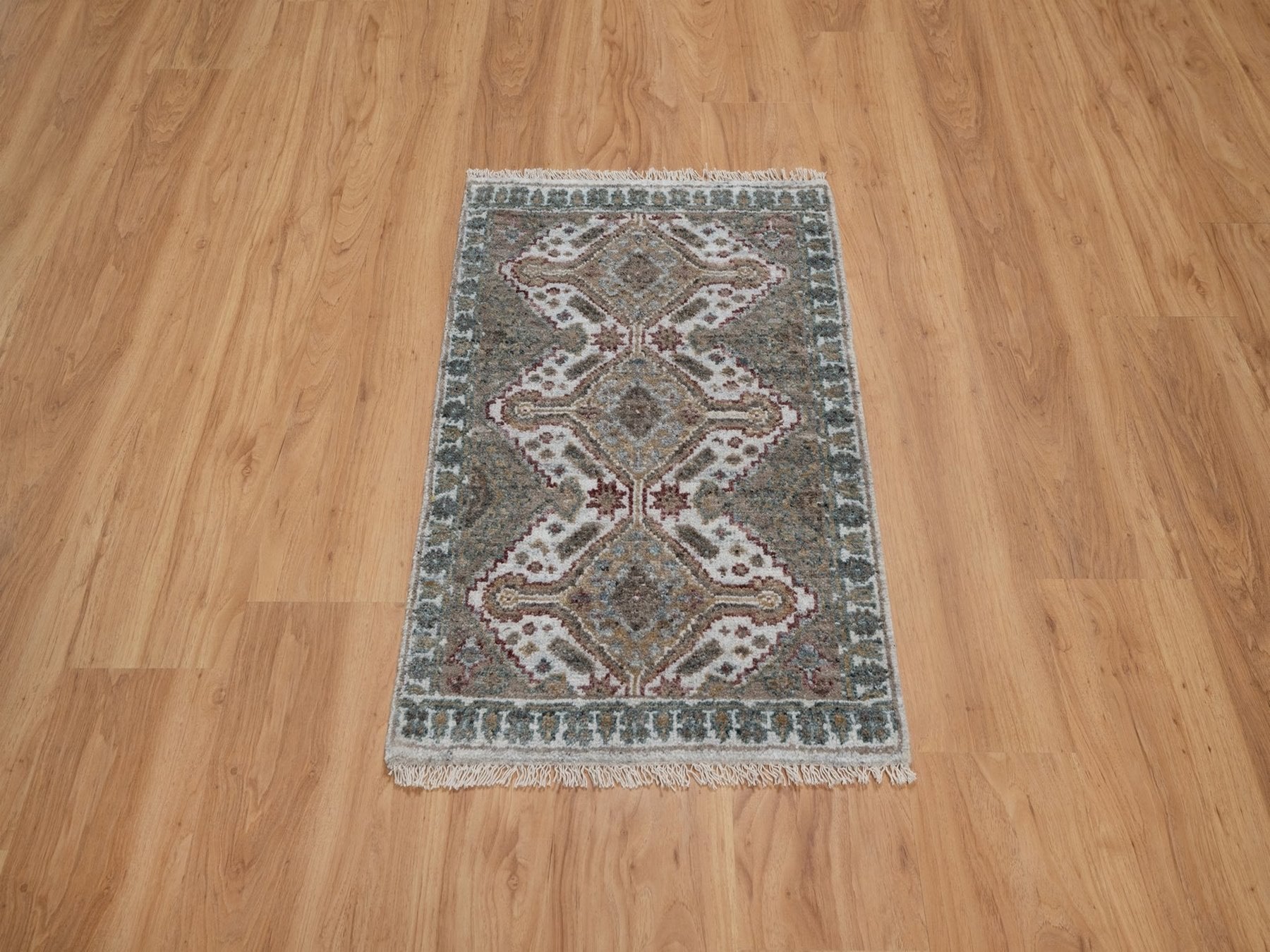 Shiraz Tribal & Geometric hand-knotted wool rug in Ivory, 1'11" x 3' — SKU O091765 (view 2)