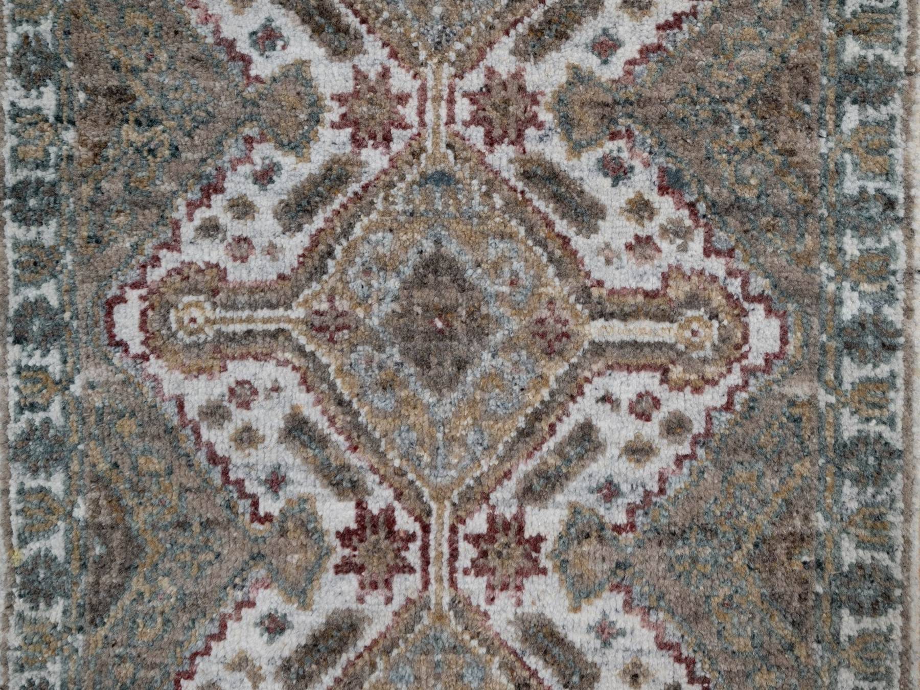 Shiraz Tribal & Geometric hand-knotted wool rug in Ivory, 1'11" x 3' — SKU O091765 (view 5)