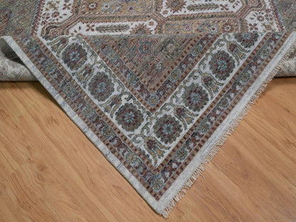 Shiraz Tribal & Geometric hand-knotted wool rug in Ivory, 7'11" x 10' — SKU O091771 (view 6)