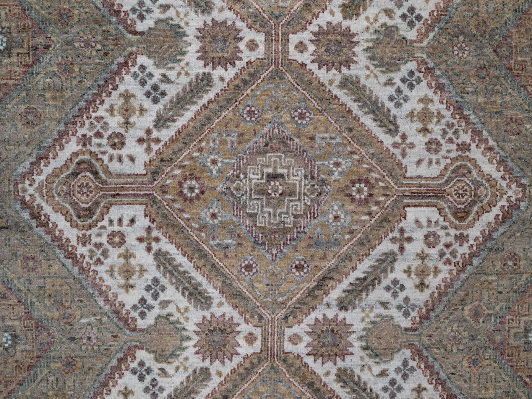 Shiraz Tribal & Geometric hand-knotted wool rug in Ivory, 7'11" x 10' — SKU O091771 (view 8)