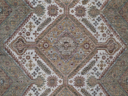 Shiraz Tribal & Geometric hand-knotted wool rug in Ivory, 7'11" x 10' — SKU O091771 (view 8)