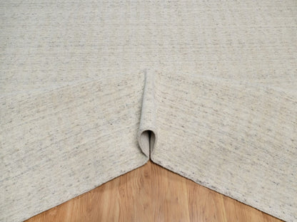Ivory 11'11" x 15'0" Modern and Contemporary Handloom Wool Rug - Sku: O091773