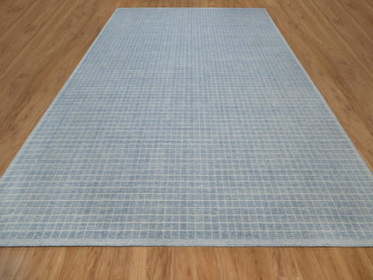 Blue 12'0" x 14'11" Modern and Contemporary Handloom Wool Rug - Sku: O091778