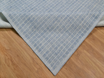 Blue 12'0" x 14'11" Modern and Contemporary Handloom Wool Rug - Sku: O091778