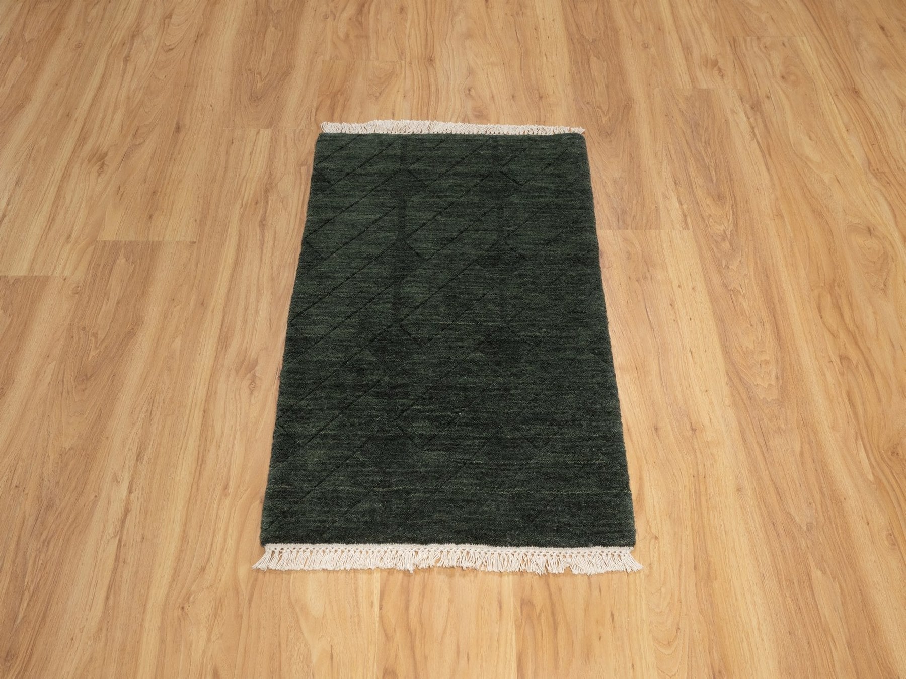 Green 1'11" x 2'9" Modern and Contemporary Handloom Wool Rug - Sku: O091780