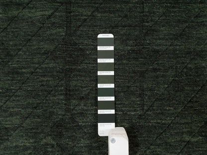 Green 1'11" x 2'9" Modern and Contemporary Handloom Wool Rug - Sku: O091780