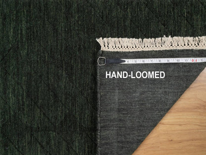 Green 1'11" x 2'9" Modern and Contemporary Handloom Wool Rug - Sku: O091780