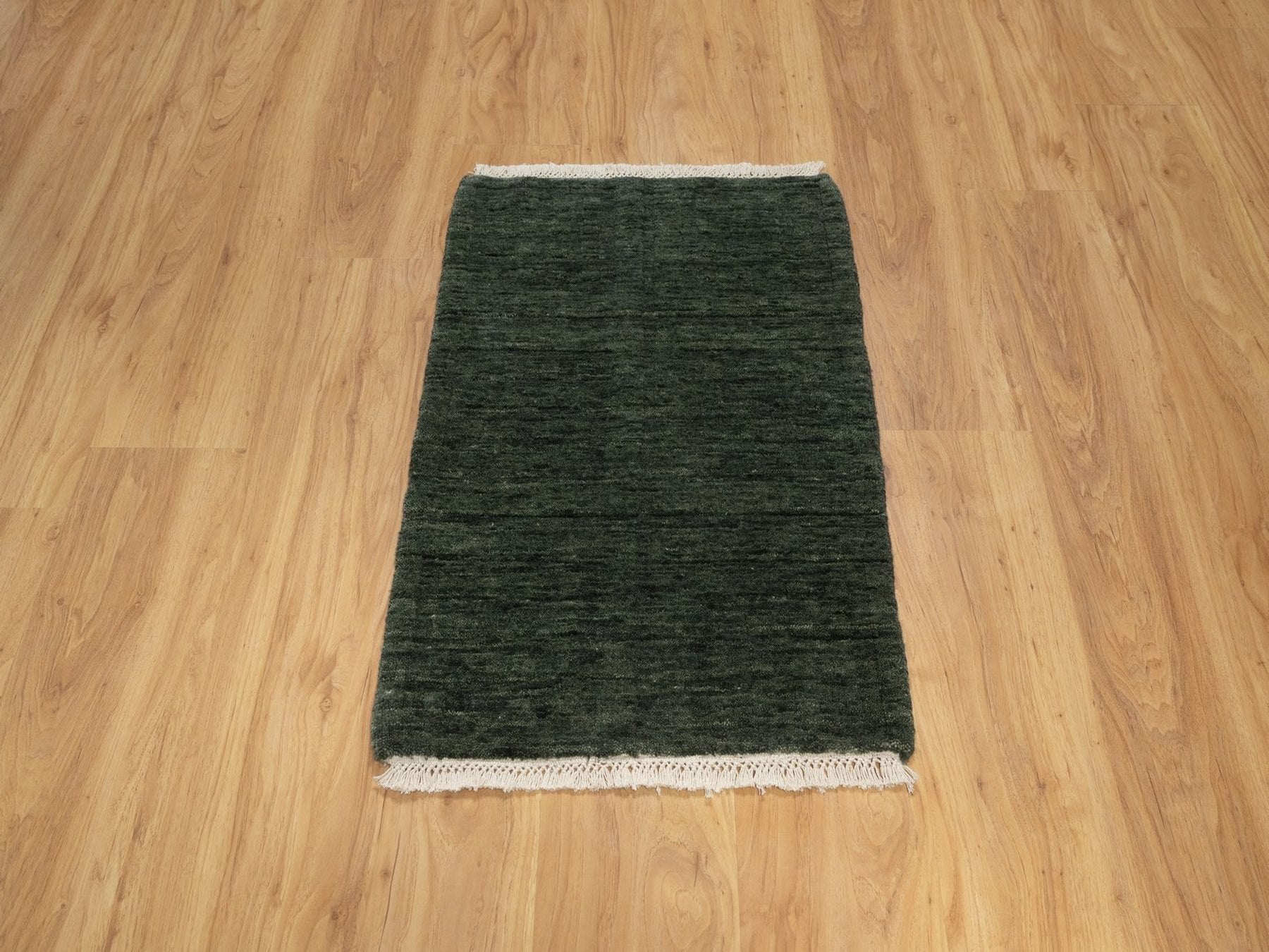 Green 1'11" x 2'8" Modern and Contemporary Handloom Wool Rug - Sku: O091781