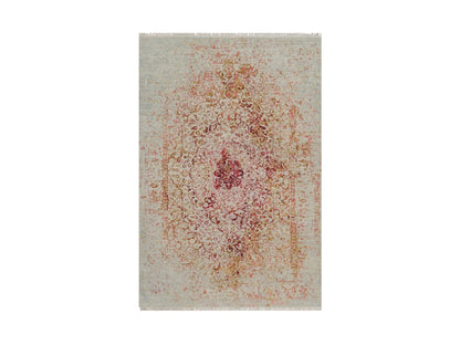 Modern / Contemporary hand-knotted wool/silk rug in Pink, 6'1" x 9'1" — SKU O091783