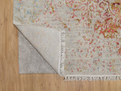 Modern / Contemporary hand-knotted wool/silk rug in Pink, 6'1" x 9'1" — SKU O091783 (view 4)