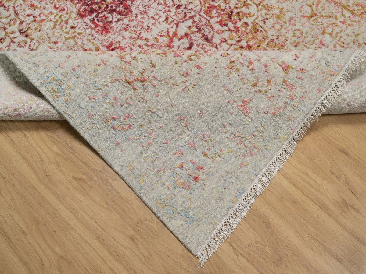 Modern / Contemporary hand-knotted wool/silk rug in Pink, 6'1" x 9'1" — SKU O091783 (view 6)