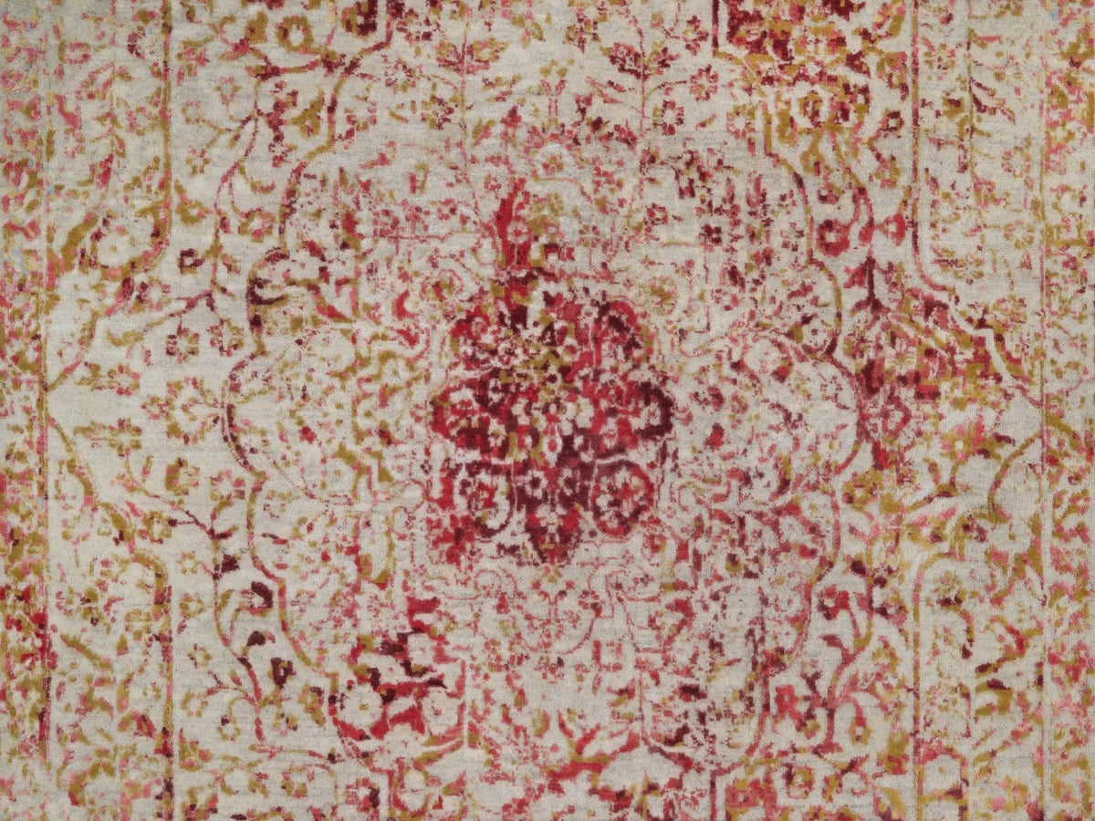 Modern / Contemporary hand-knotted wool/silk rug in Pink, 6'1" x 9'1" — SKU O091783 (view 8)