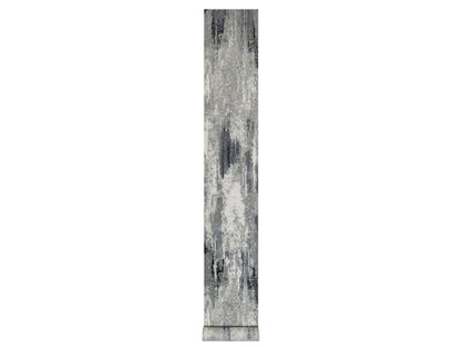 Ivory 2'8" x 23'10" Modern and Contemporary Hand knotted Wool/Silk Rug - Sku: O091784