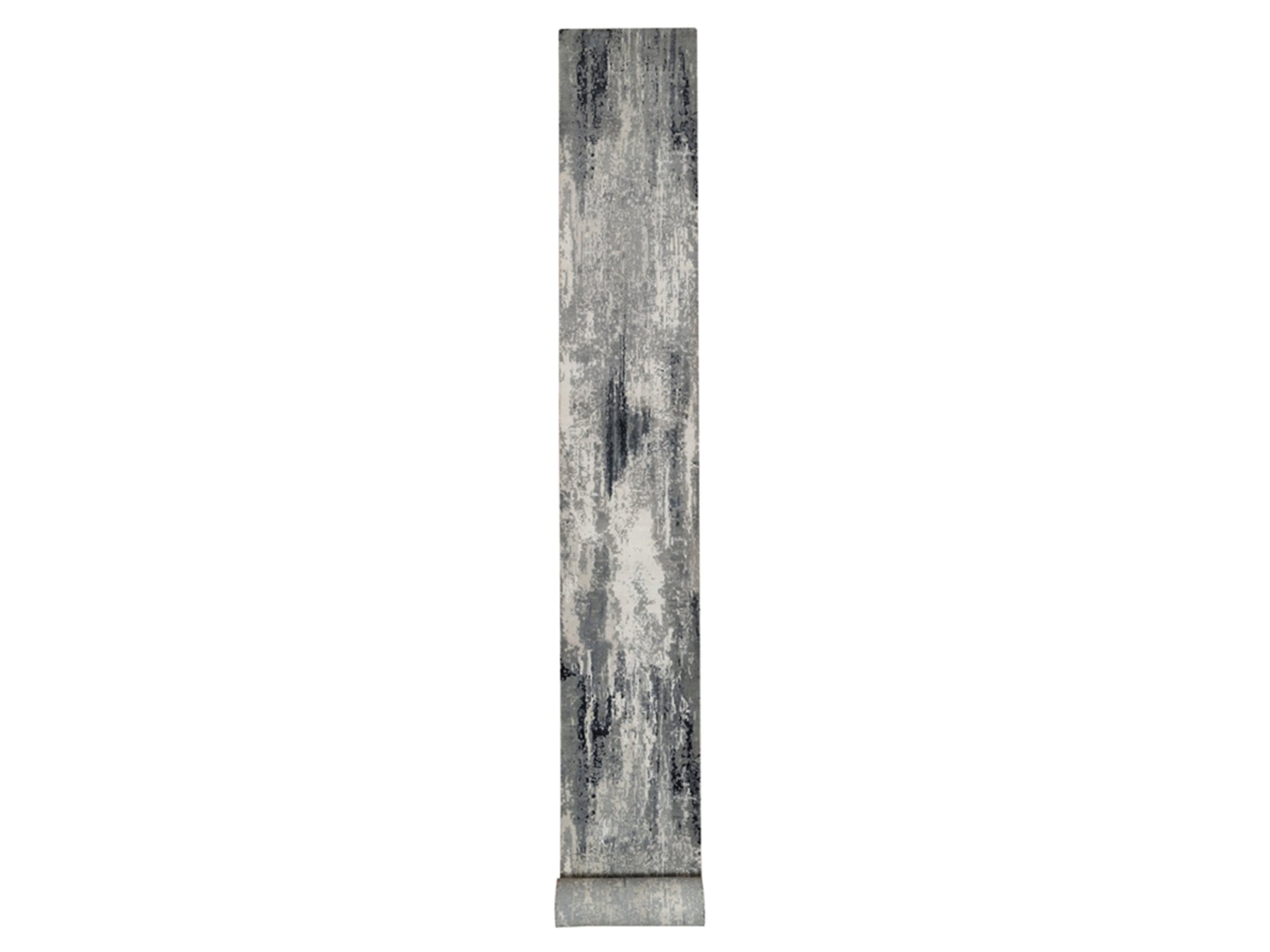 Modern / Contemporary hand-knotted wool/silk runner in Ivory, 2'7" x 26' — SKU O091785
