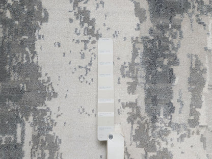 Modern / Contemporary hand-knotted wool/silk runner in Ivory, 2'7" x 26' — SKU O091785 (view 4)