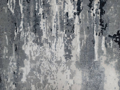 Modern / Contemporary hand-knotted wool/silk runner in Ivory, 2'7" x 26' — SKU O091785 (view 5)