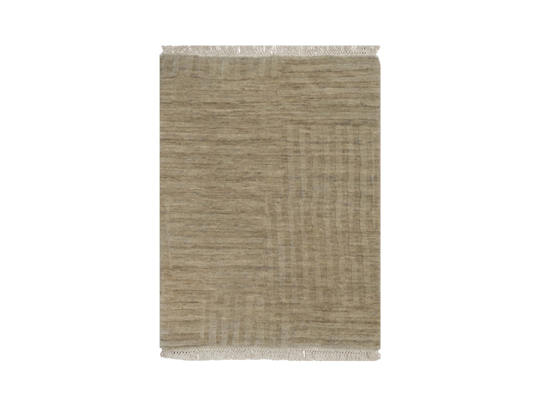 Beige 2'0" x 2'8" Modern and Contemporary Handloom Wool Rug - Sku: O091786
