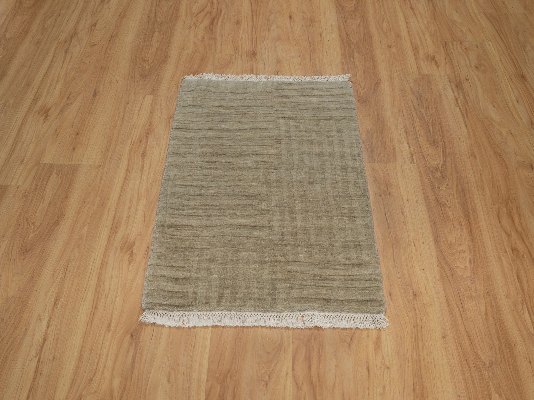 Beige 2'0" x 2'8" Modern and Contemporary Handloom Wool Rug - Sku: O091786