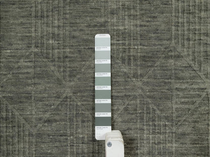 Green 2'0" x 2'8" Modern and Contemporary Handloom Wool Rug - Sku: O091789