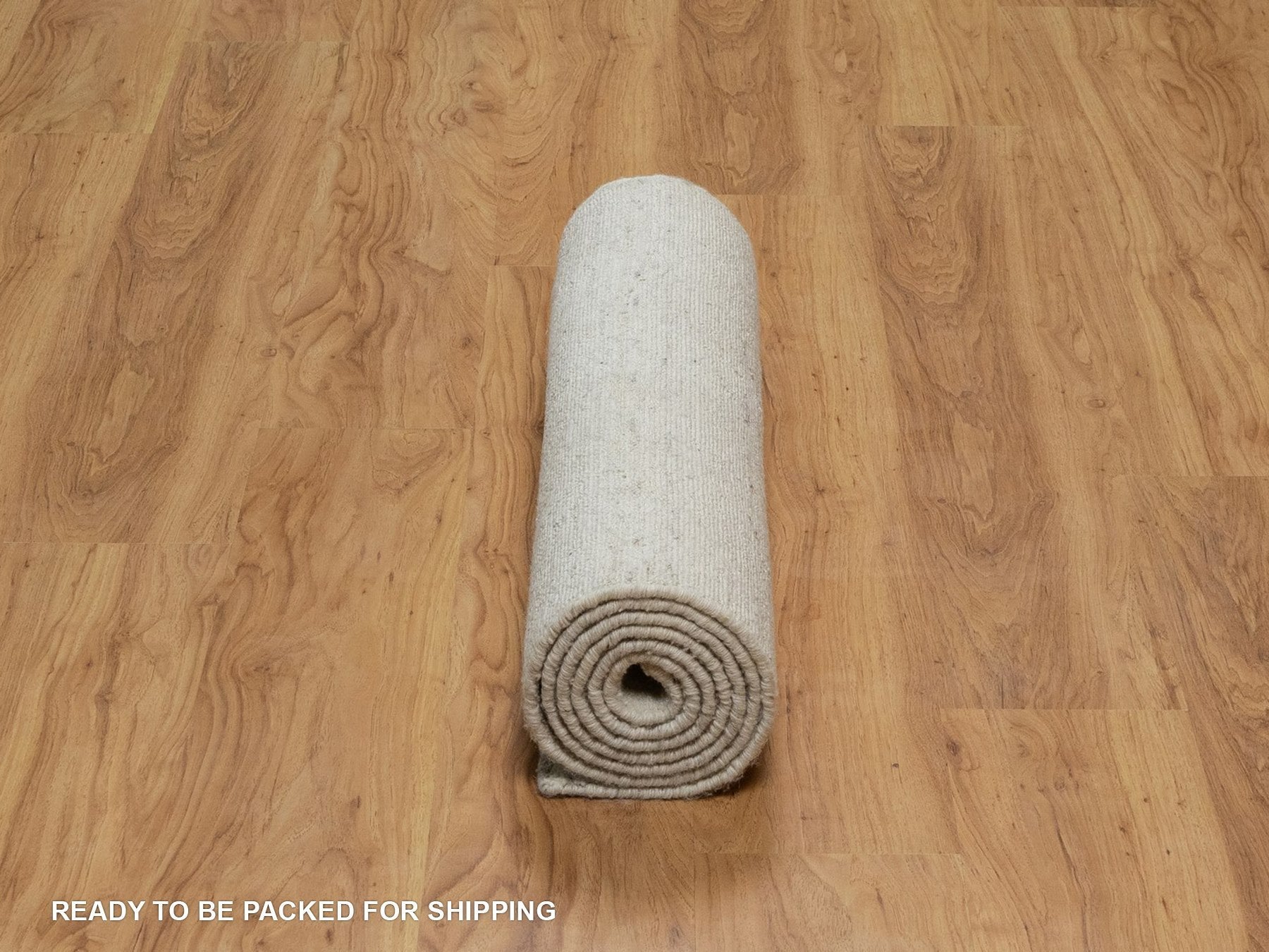 Modern / Contemporary hand-knotted wool runner in Ivory, 2'7" x 8' — SKU O091792 (view 6)