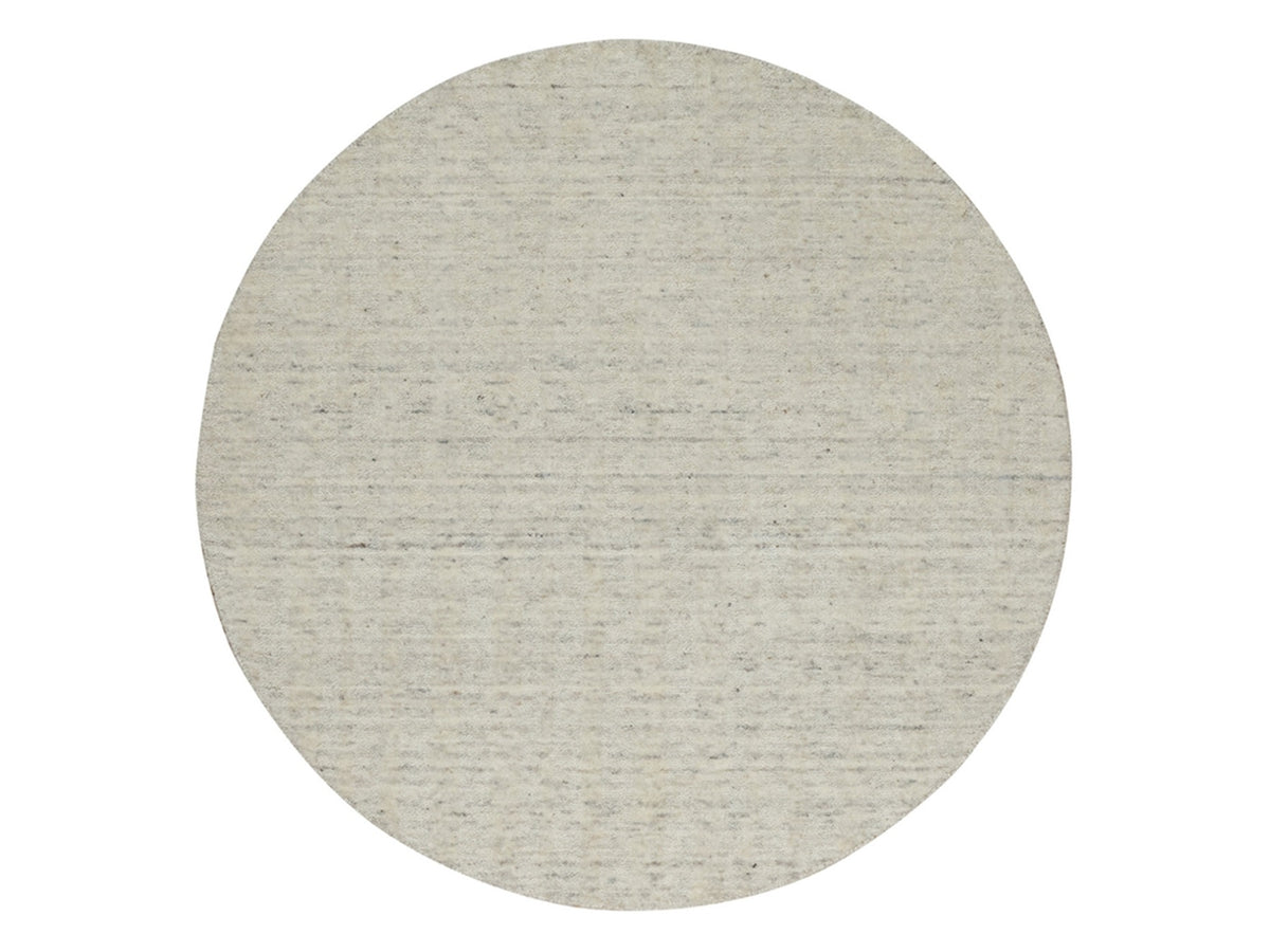 Modern / Contemporary hand-knotted wool rug in Ivory, 4'11" x 4'11" — SKU O091793