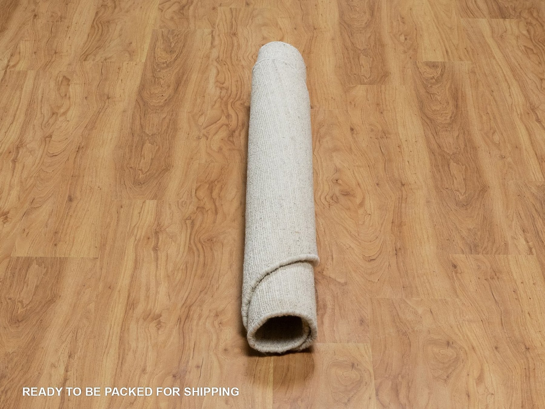 Modern / Contemporary hand-knotted wool rug in Ivory, 4'11" x 4'11" — SKU O091794 (view 6)