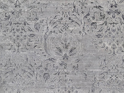 Transitional hand-knotted wool/silk rug in Gray, 4' x 5'10" — SKU O091799 (view 5)