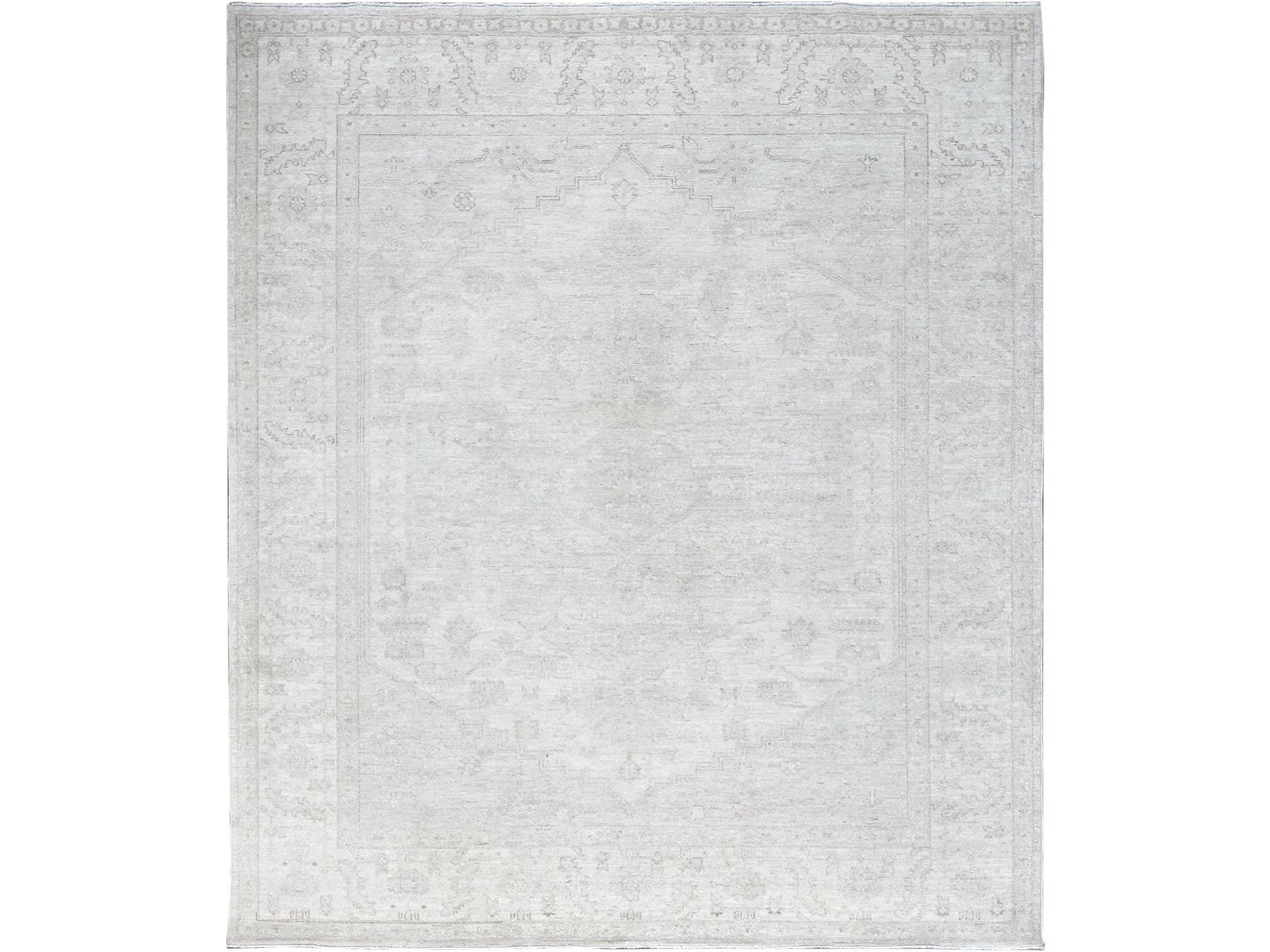 Ivory 8'0" x 9'9" Oushak And Peshawar Hand knotted Wool Rug - Sku: O0917