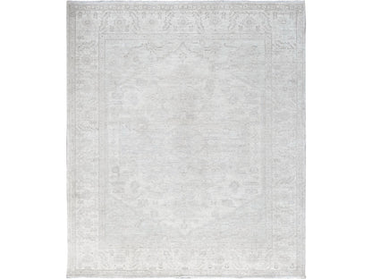 Ivory 8'0" x 9'9" Oushak And Peshawar Hand knotted Wool Rug - Sku: O0917
