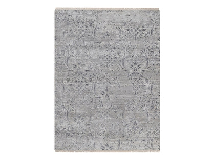 Transitional hand-knotted wool/silk rug in Gray, 5' x 6'11" — SKU O091800