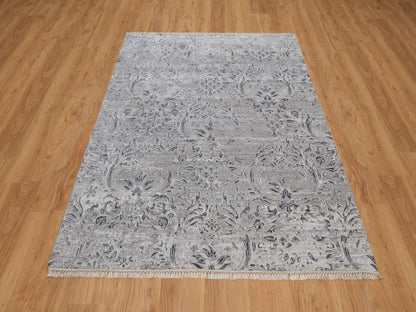 Transitional hand-knotted wool/silk rug in Gray, 5' x 6'11" — SKU O091800 (view 2)