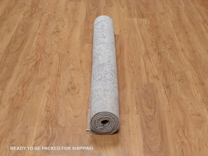 Transitional hand-knotted wool/silk rug in Gray, 5' x 6'11" — SKU O091800 (view 6)