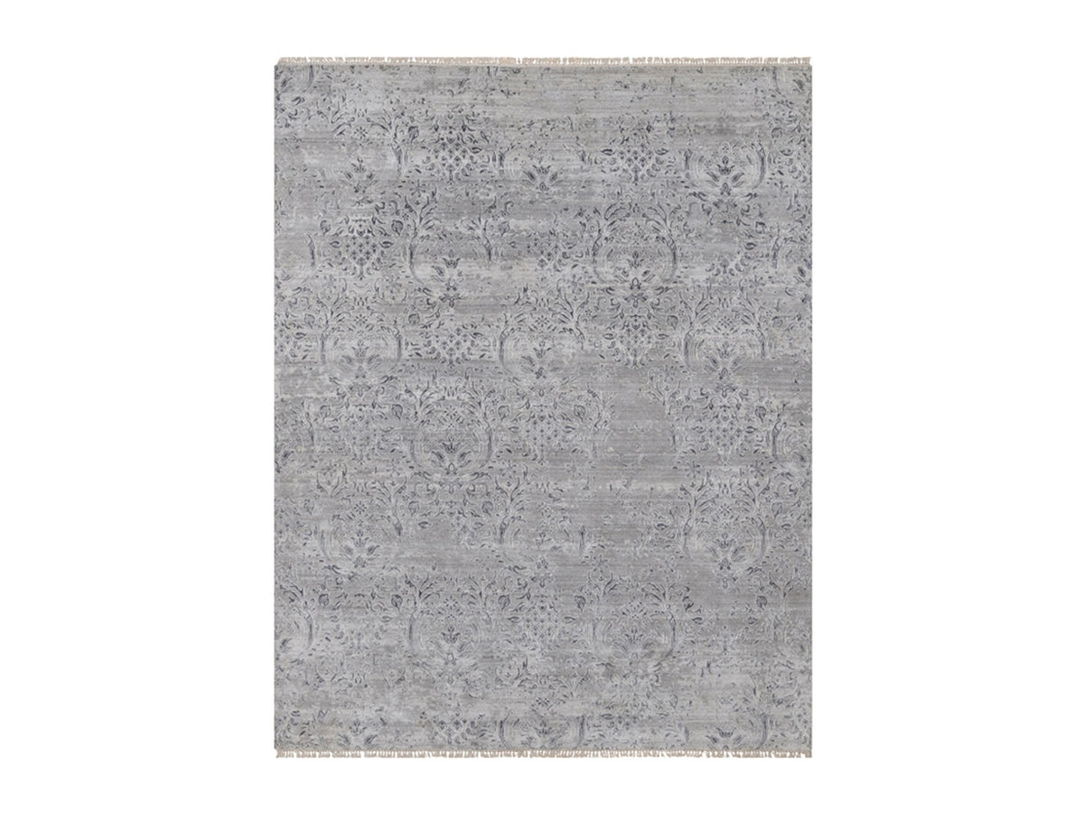 Transitional hand-knotted wool/silk rug in Gray, 7'10" x 10' — SKU O091801