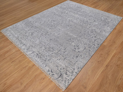 Transitional hand-knotted wool/silk rug in Gray, 7'10" x 10' — SKU O091801 (view 3)