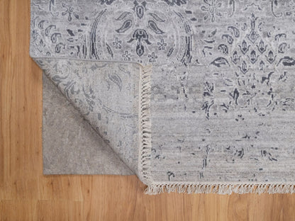 Transitional hand-knotted wool/silk rug in Gray, 7'10" x 10' — SKU O091801 (view 4)