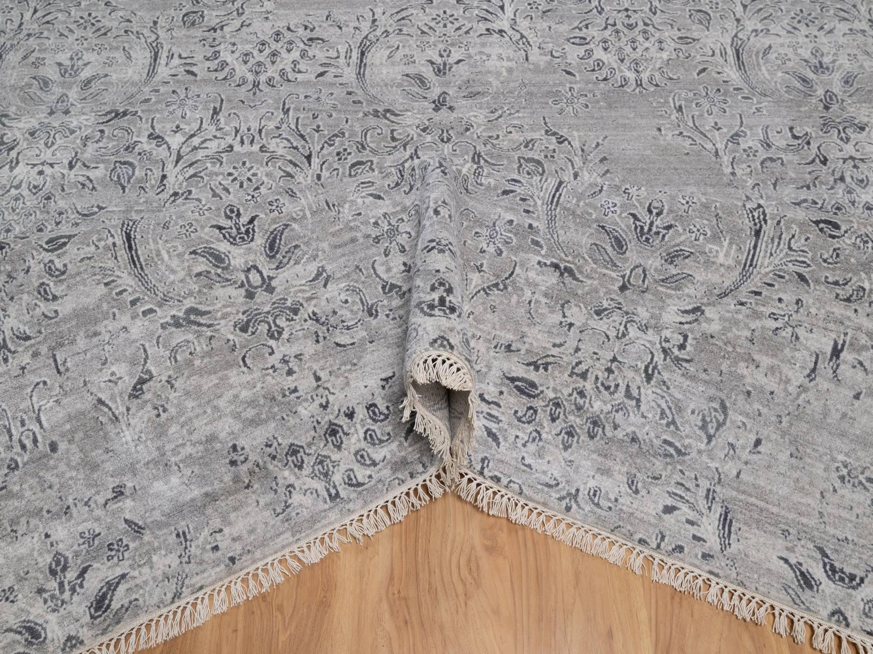 Transitional hand-knotted wool/silk rug in Gray, 7'10" x 10' — SKU O091801 (view 5)